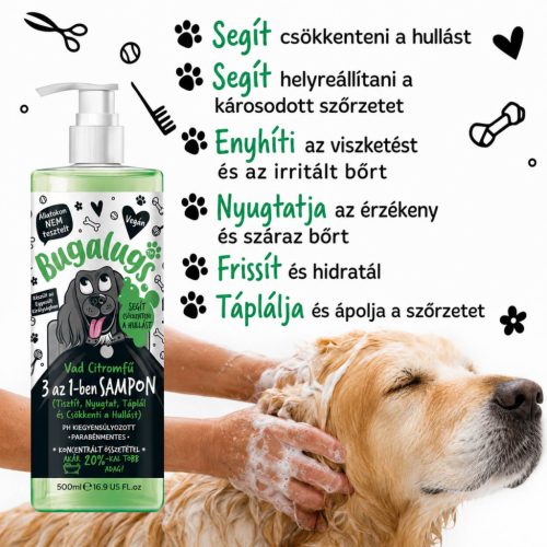 Bugalugs All in 1 sampon - szőrhullás kontroll 250ml