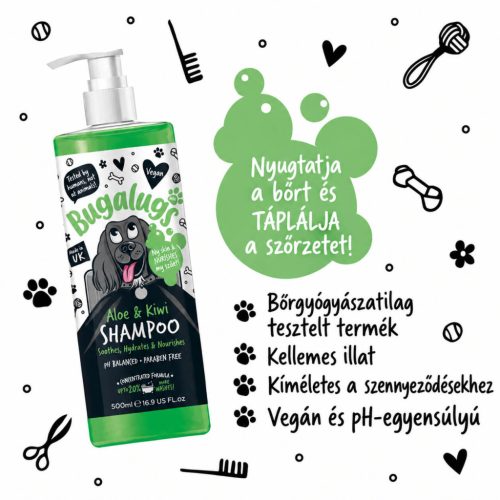 Bugalugs Aloe és kiwi nyugtató kutyasampon érzékeny bőrre 250ml