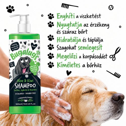 Bugalugs Aloe és kiwi nyugtató kutyasampon érzékeny bőrre 500ml