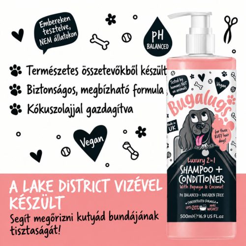 Bugalugs Luxury 2 in 1 Papaya & Kókusz sampon és kondícionáló 250ml