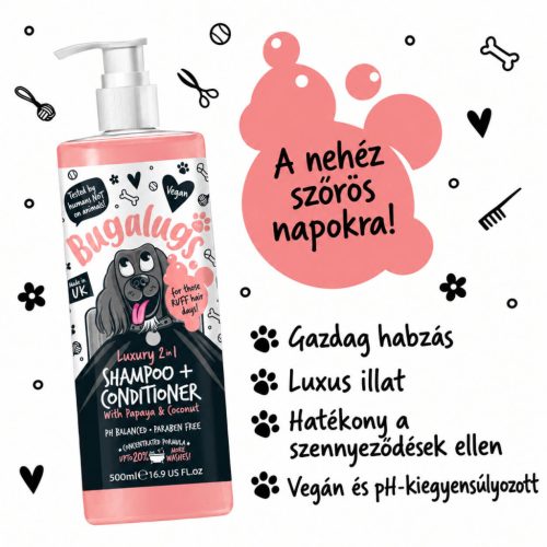 Bugalugs Luxury 2 in 1 Papaya & Kókusz sampon és kondícionáló 250ml