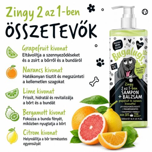 Bugalugs Zingy 2 in 1 Sampon és balzsam 250ml