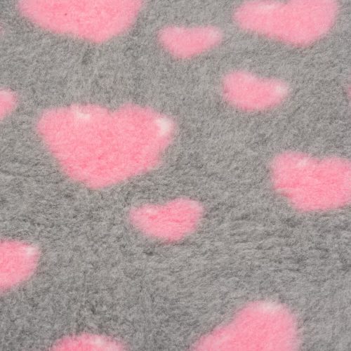 DryBed VetBed A+ - Csúszásmentes kisállatfekhely - szürke rózsaszín szívecskékkel1