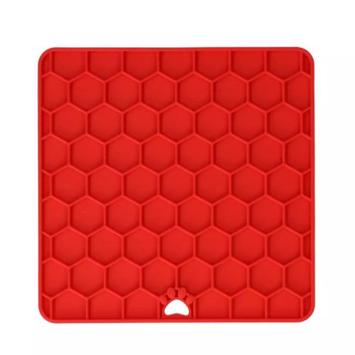 Eat Slow Live Longer Lick Mat Honeycomb piros