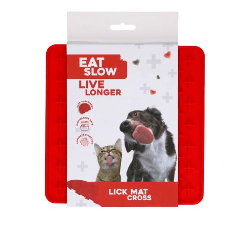 Eat Slow Live Longer Lick Mat Cross piros