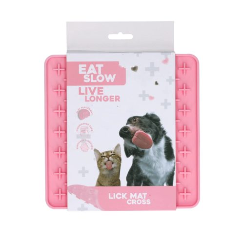 Eat Slow Live Longer Lick Mat Cross rózsaszín