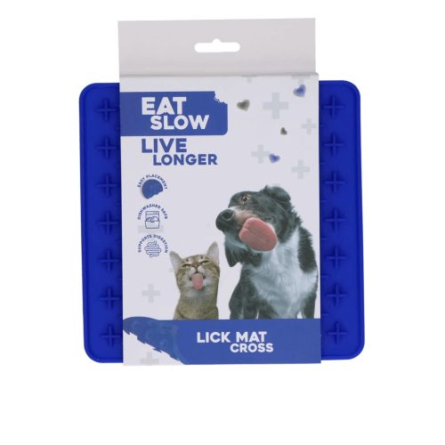 Eat Slow Live Longer Lick Mat Cross kék