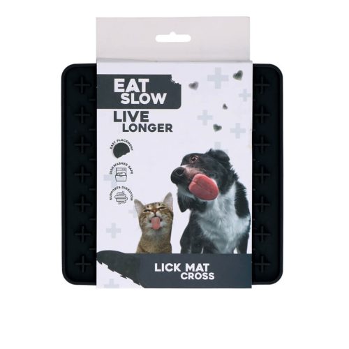 Eat Slow Live Longer Lick Mat Cross szürke