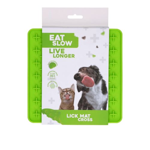 Eat Slow Live Longer Lick Mat Cross zöld