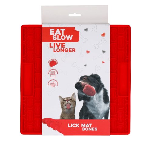 Eat Slow Live Longer Lick Mat Bones piros