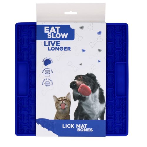 Eat Slow Live Longer Lick Mat Bones kék