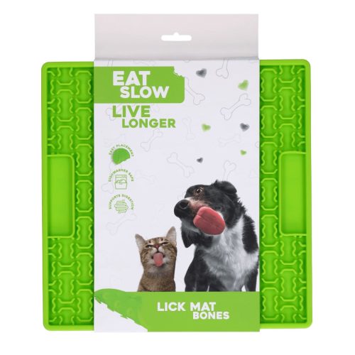 Eat Slow Live Longer Lick Mat Bones zöld