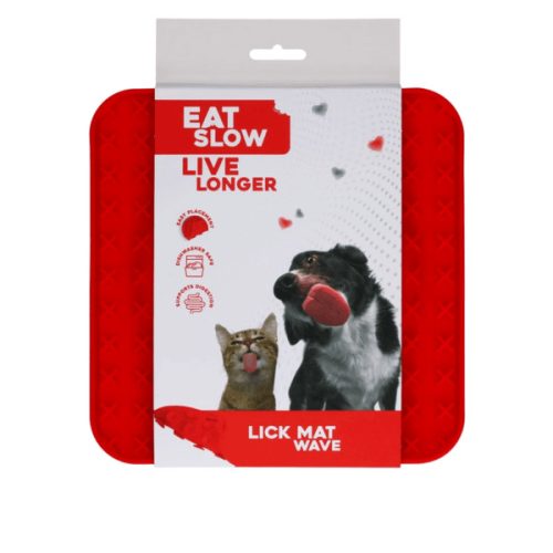 Eat Slow Live Longer Lick Mat Wave piros