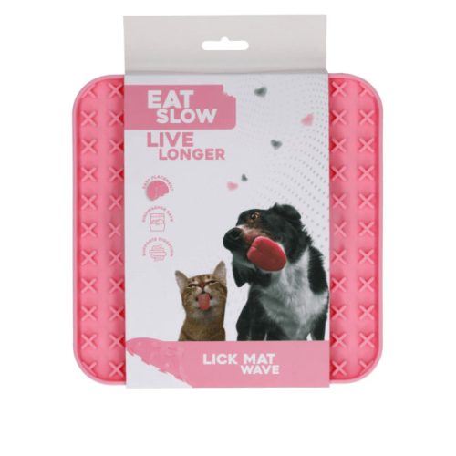 Eat Slow Live Longer Lick Mat Wave rózsaszín