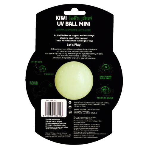 Kiwi Walker Let's Play and Glow UV Ball 5 cm - labda kutyáknak, világít a sötétben