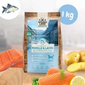   Wildes Land - Száraztáp pisztránggal, lazaccal és burgonyával kutyáknak - 1 kg