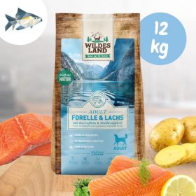  Wildes Land - Száraztáp pisztránggal, lazaccal és burgonyával kutyáknak - 12 kg